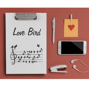 Porte-bloc Oiseaux de chanson d'amour sur la portée musicale