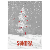 Porte-bloc Oiseaux rouges, Noël blanc (Dos)