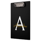Porte-bloc Or Noir Écriture Moderne Monogramme Nom (Gauche)