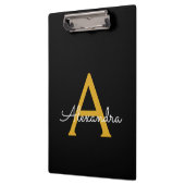 Porte-bloc Or Noir Écriture Moderne Nom Monogramme Féminin (Gauche)