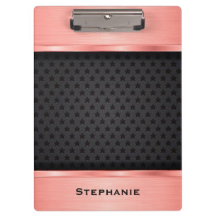 Porte-bloc Or rose avec étoiles noires Monogramme Arrière - p