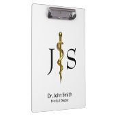 Porte-bloc Or sur bâton blanc classique Asclepius Médicale (Swatch)