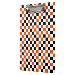 Porte-bloc Orange Noir et Blanc à Damier