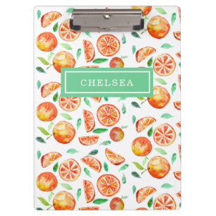 Porte-bloc Oranges Citrus Aquarelle Monogramme Personnalisé