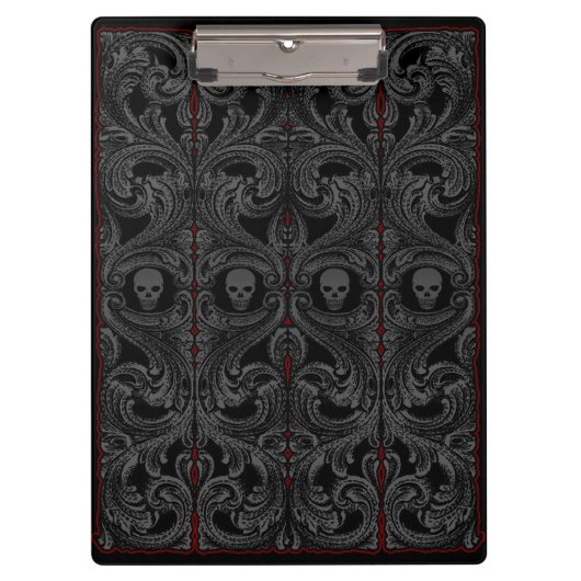 Porte-bloc Ornement Goth Grey avec crâne (Devant)