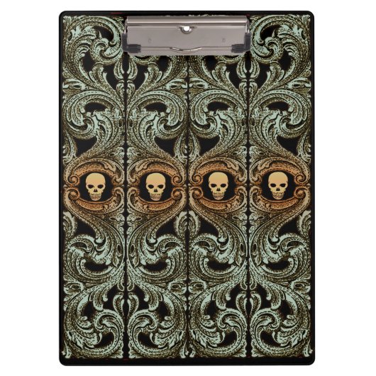 Porte-bloc Ornement Vert Goth Sage Avec Crâne (Devant)