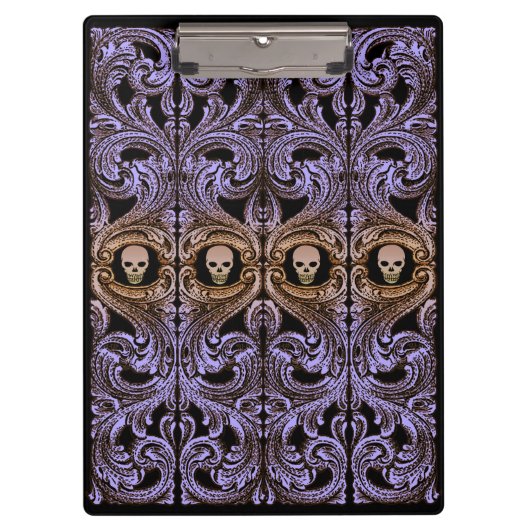 Porte-bloc Ornement Violet Gothique Avec Crâne (Devant)