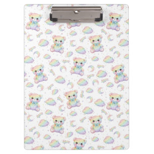 Porte-bloc Ours arc-en-ciel mignon et motif de nuages pastel