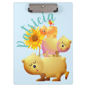 Porte-bloc Ours, coq et tour de tournesol