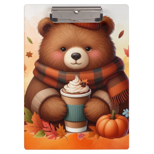 Porte-bloc Ours d'automne rustique/vintage (Devant)