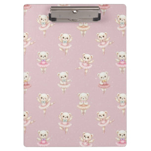 Porte-bloc Ours en ballerine rose motif sans couture