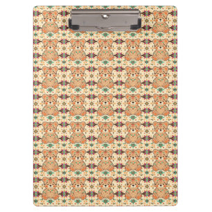 Porte-bloc Ours en peluche d'art folklorique boho en motif tr