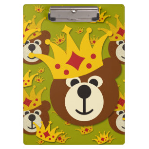 Porte-bloc Ours en peluche souriant avec couronne