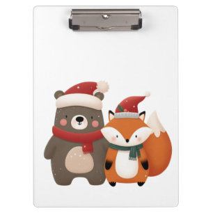 Porte-bloc Ours et renard mignons de Noël/hiver