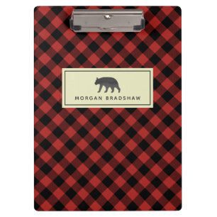 Porte-bloc Ours Noir Plaid Buffalo Personnalisé