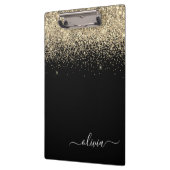 Porte-bloc Paillettes de Nom de Monogramme Fille Doré Noir (Gauche)