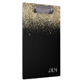 Porte-bloc Paillettes Noir Or Girly Monogramme Initiales (Swatch)
