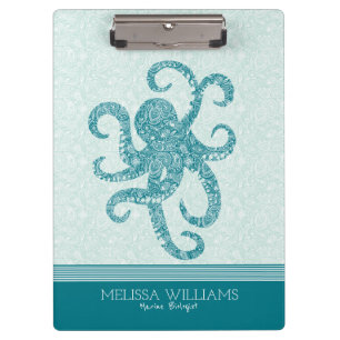 Porte-bloc Paisley blanche et Octopus vert Turquoise