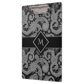 Porte-bloc Paisley monochrome avec cadre initial (Gauche)