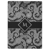 Porte-bloc Paisley monochrome avec cadre initial (Dos)