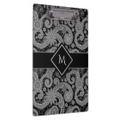 Porte-bloc Paisley monochrome avec cadre initial (Swatch)