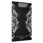 Porte-bloc Paisley Noir Et Dentelle Florale Blanche (Swatch)