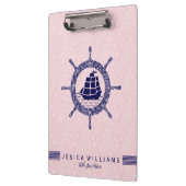 Porte-bloc Paisley Rose Et Bleu Marine Bateau Nautique Roue (Gauche)
