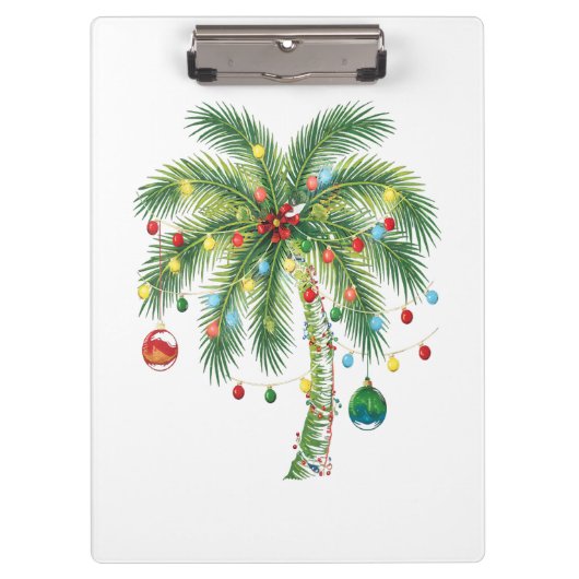Porte-bloc Palmier de Noël tropical avec lumières et ornam (Devant)