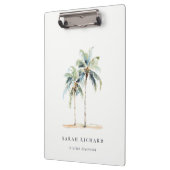 Porte-bloc Palmiers côtiers tropicaux Aquarelle Bleu Vert (Gauche)