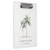 Porte-bloc Palmiers côtiers tropicaux Aquarelle Bleu Vert (Swatch)