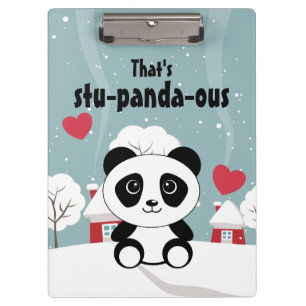 Porte-bloc Panda Bébé Cute En Hiver Gris Neige