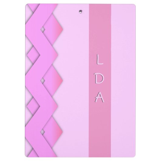 Porte-bloc Panneau d'agrafe rose de monogramme de zigzag (Dos)