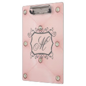 Porte-bloc Panneau d'agrafe tufté rose de monogramme de Bling (Gauche)