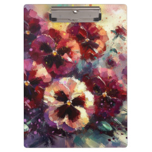 Porte-bloc Pansies impressionnistes de marron peint floral