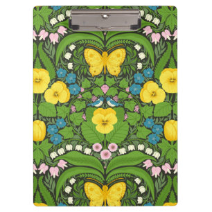 Porte-bloc Pansies jaunes, oiseaux et papillons