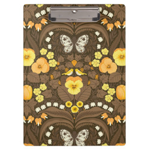 Porte-bloc Pansies jaunes, oiseaux et papillons