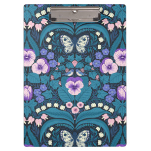 Porte-bloc Pansies, oiseaux et papillons