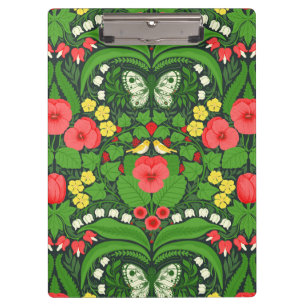 Porte-bloc Pansies rouges, oiseaux et papillons