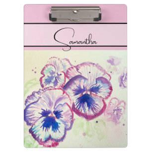 Porte-bloc Pansy rose aquarelle Pansies floral Flower Phone