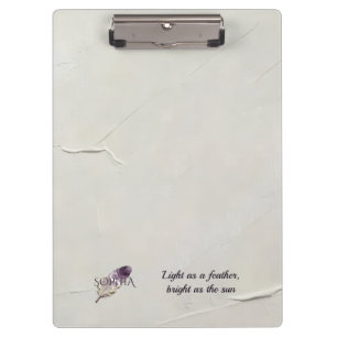 Porte-bloc Papier à en-tête personnalisé Plume Violette Monog
