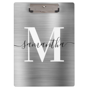 Porte-bloc Papier alu Signature Monogramme Argenté Brillance
