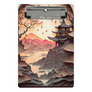 Porte-bloc Papier de scène chinois ancien coupé Mini Porte -