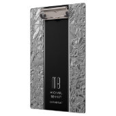 Porte-bloc Papier métallisé argent monogrammé (Gauche)