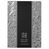 Porte-bloc Papier métallisé argent monogrammé (Dos)