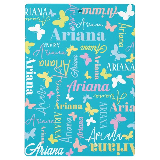 Porte-bloc Papillon arc-en-ciel muet nom personnalisé Ariana  (Dos)