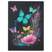 Porte-bloc papillon fleuri vert jaune rose rose mignon enseig (Dos)