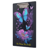 Porte-bloc papillon girly floral violet et turquoise (Gauche)