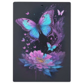 Porte-bloc papillon girly floral violet et turquoise (Dos)