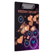 Porte-bloc Papillon pourpre néon Girls Coeur mignon Nom perso (Swatch)