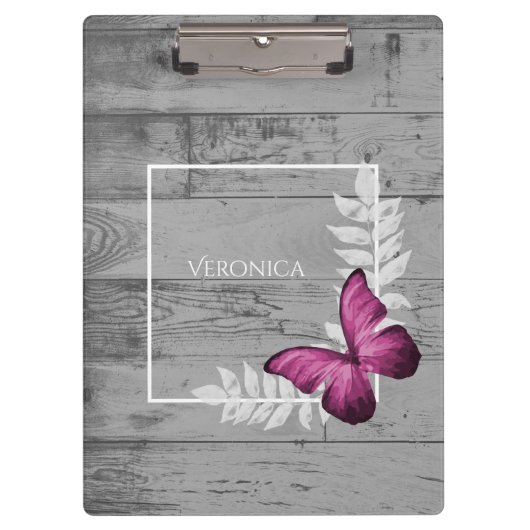 Porte-bloc Papillon rose Porte - bloc rustique (Devant)